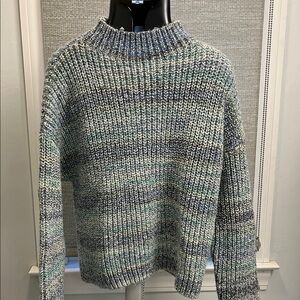 LOFT Blue and Green Mockneck Sweater